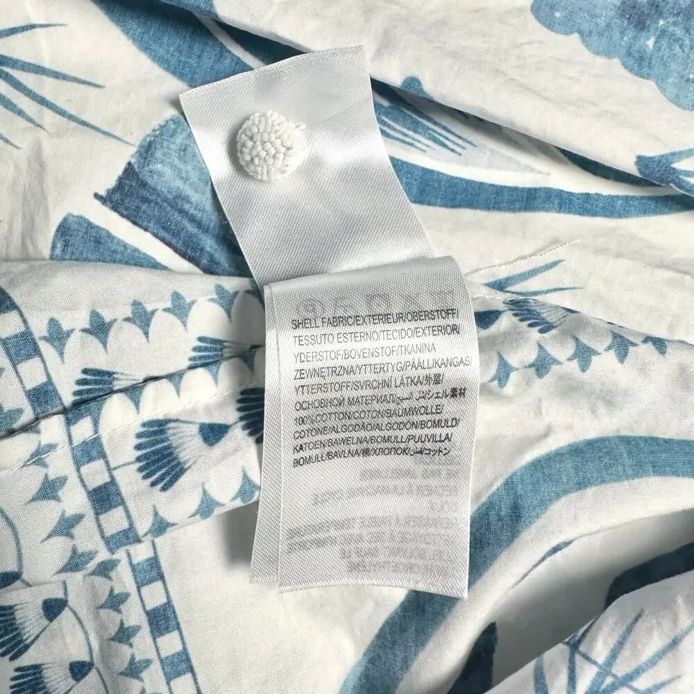 FARM Rio | Women | Ancient Garden Blue White Cotton Poplin Midi Dress | Size XS